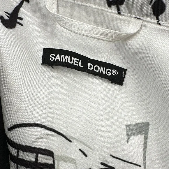 Samuel Dong trench coat White Music Note Print size petite - Picture 7 of 9
